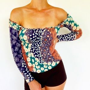 Urban Outfitters boho print off-shoulder blouse